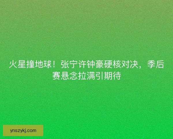 火星撞地球！张宁许钟豪硬核对决，季后赛悬念拉满引期待