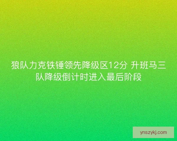 狼队力克铁锤领先降级区12分 升班马三队降级倒计时进入最后阶段