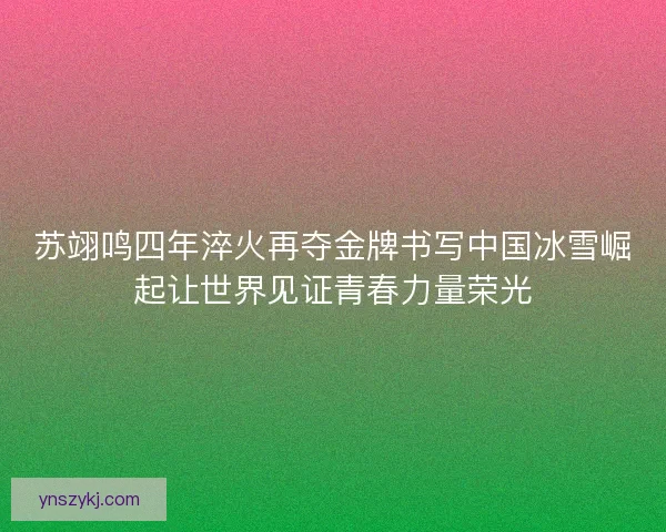 苏翊鸣四年淬火再夺金牌书写中国冰雪崛起让世界见证青春力量荣光